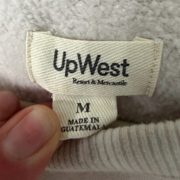 UpWest Women’s Medium White & Beige long sleeve crewneck color block sweatshirt - Picture 3 of 4